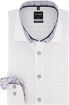 OLYMP Modern Fit overhemd mouwlengte 7 - wit twill (contrast) - boordmaat 44