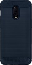 BMAX Carbon soft case hoesje voor OnePlus 6T / Soft cover / Telefoonhoesje / Beschermhoesje / Telefoonbescherming - Blauw