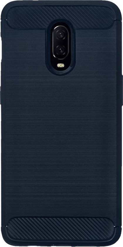 BMAX Carbon soft case hoesje geschikt voor OnePlus 6T / Soft cover / Telefoonhoesje / Beschermhoesje / Telefoonbescherming - Blauw