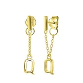 Lucardi - Zilveren oorbellen gold bar met alfabet