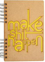 KOMONI - Duurzaam houten Notitieboek - Dagboek -  Gerecycled papier - Navulbaar -  A6 - Gelinieerd -  Make Shit Happen