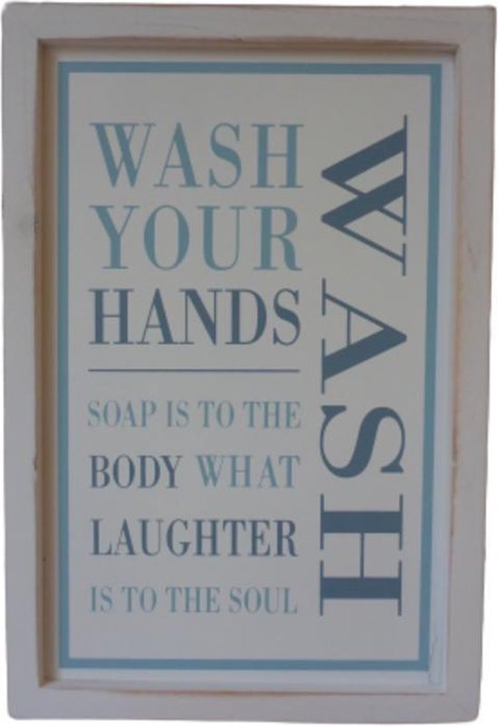 Tekstbord - wandbord - Wash your hands (was je handen) 30x20cm