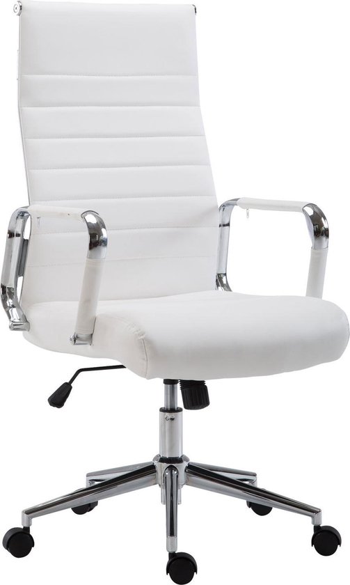 Bureaustoel - Bureaustoelen voor volwassenen - Design - Gewatteerd - Kunstleer - Wit - 58x66x115 cm