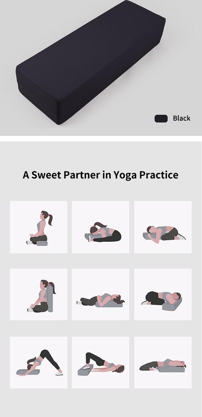 Yoga Bolster | Meditatiekussen | Black – Zwart | 100% Katoen | Yoga | Yoga  Kussen | 70... | bol.com