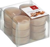 12x Geurtheelichtjes peperkoekjes/beige 4 branduren - Geurkaarsen peperkoekjesgeur/gingerbread poppetjes geur - Waxinelichtjes