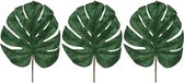 5x stuks groene fluwelen Monstera/gatenplant kunsttak kunstplant 80 cm - Kunstplanten/kunsttakken bladgroen - Kunstbloemen boeketten