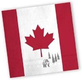 60x stuks Canada landen vlag thema servetten 33 x 33 cm - Papieren wegwerp servetjes - Canadees/Canadese vlag feestartikelen - Landen decoraties
