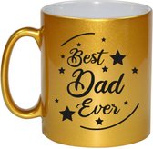 Best Dad Ever cadeau koffiemok / theebeker - goudkleurig - 330 ml - verjaardag / Vaderdag / bedankje