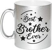 Best Brother Ever cadeau koffiemok / theebeker - zilverkleurig - 330 ml - verjaardag / bedankje - kado voor broer / broertje