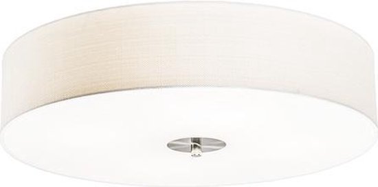 QAZQA drum jute - Moderne Plafondlamp met kap - 4 lichts - Ø 500 mm - Wit - Woonkamer | Slaapkamer | Keuken