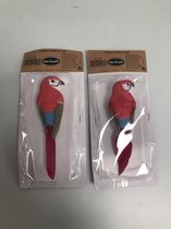Decoratieve papegaaien, rood ( 2 stuks)