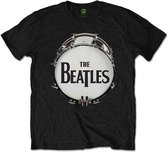 The Beatles Heren Tshirt -S- Original Drum Skin Zwart