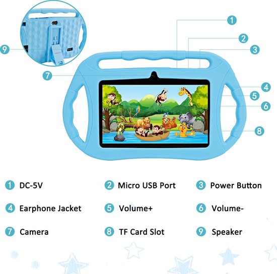 Kindertablet tablet 7 inch - 16 GB - vanaf 2 jaar - leerzame tablet voor kinderen -... |