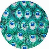 Computer - muismat turquoise pauwenveren - rond - rubber - buigbaar - anti-slip - mousepad