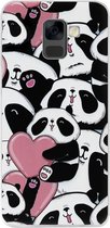 ADEL Siliconen Back Cover Softcase Hoesje voor Samsung Galaxy A8 (2018) - Panda Hartjes