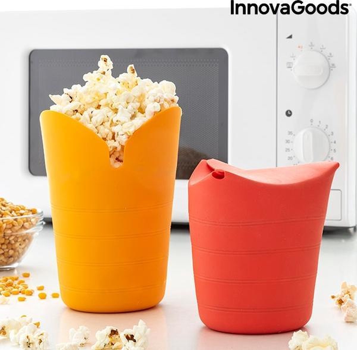 InnovaGoods - Inklapbare silicone popcornbakjes - popcornbakje - popcorn maker - set van 2