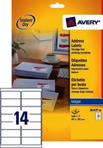 Huismerk Avery J8163-40 Inkjetprinter Etiket 99.1x38.1mm Wit