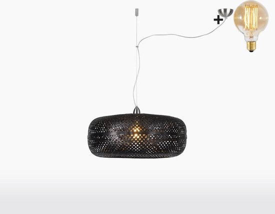 Hanglamp - PALAWAN - Zwart Bamboe - Met LED-lamp