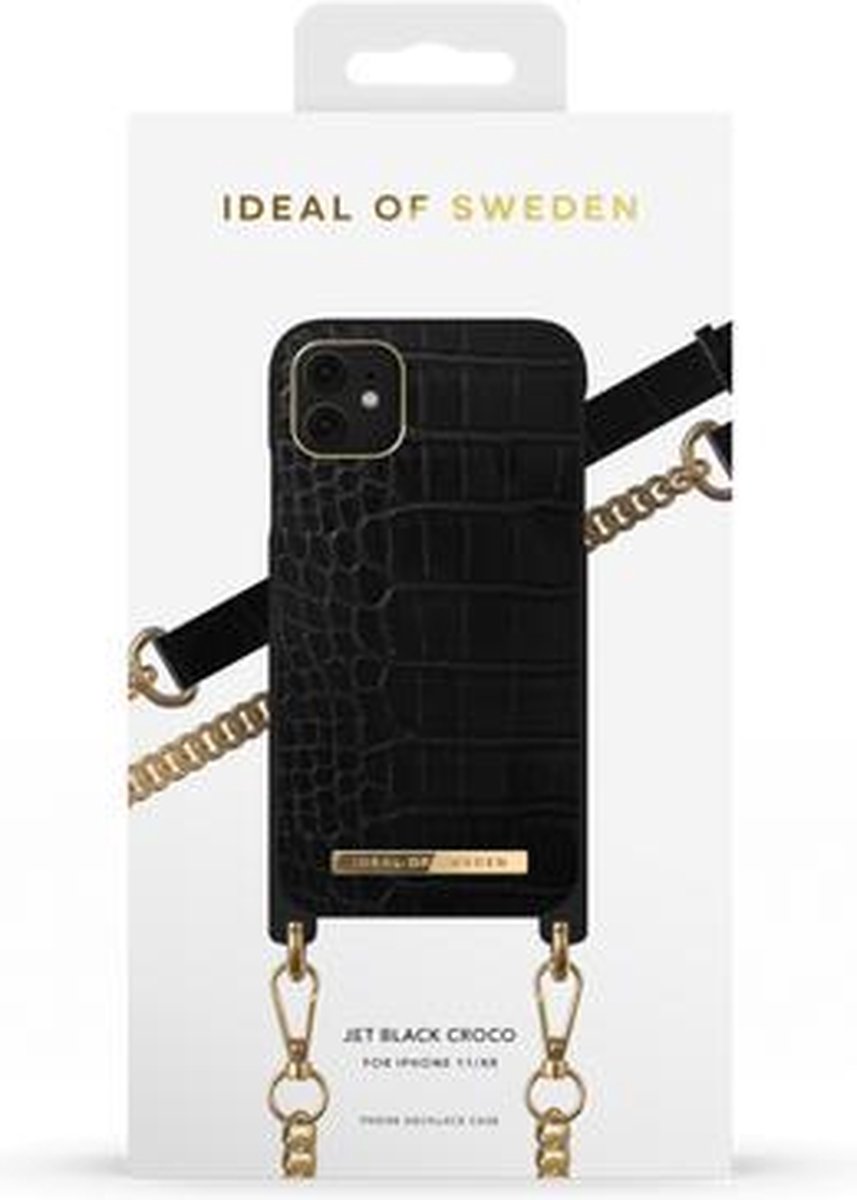 iDeal of Sweden Phone Necklace Case voor iPhone 11/XR Jet Black Croco