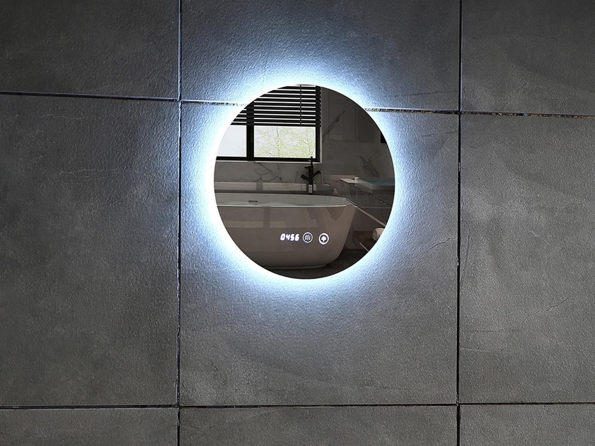 Mawialux LED Spiegel - 40cm - Rond - Verwarming - Digitale Klok - ML-40NMR