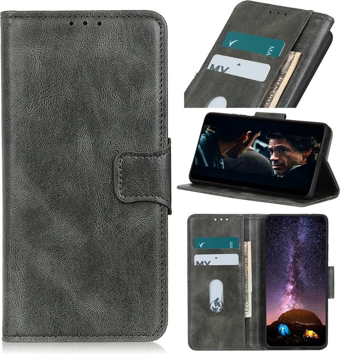 Bestcases Portemonnee Telefoonhoesje Geschikt voor Samsung Galaxy S20 - Donker Groen
