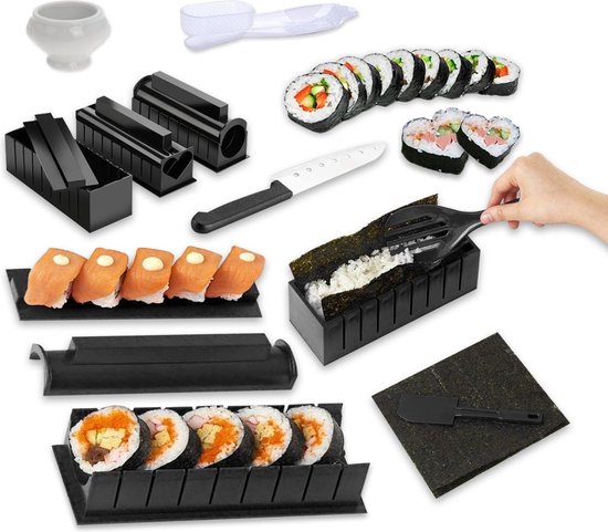 Geduld kern Doorzichtig 9 Delige Sushi Maker Set met Servies - Gratis Sausbakje en Rijst Vorm -  Zelf Sushi... | bol.com