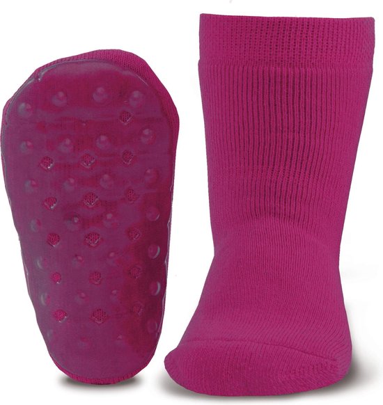 Antislip sokken effen donker fuchsia/paars-31/34