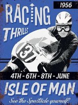 Isle Of Man. Racing Thrills .  Metalen wandbord 30 x 40 cm.