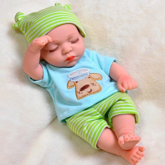 Petite poupée bébé reborn - Garçon - 35 cm - Chemise, pantalon et chapeau -  Silicone... | bol