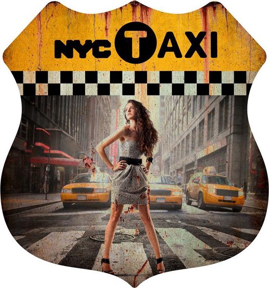 Signs-USA Shield New York Taxi - Panneau mural - 56 x 60 cm