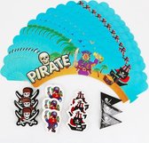 ProductGoods - 12 Stuks Piraten Mini Cupcake Bakjes + 12 Cupcake Piraten Versiering - Kinderen - Kinderfeestje - Party - Taart Decoraties - Verjaardag Decoratie - Happy Birthday -