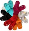 zwart, wit, oranje, rood, fuchsia, turquoise