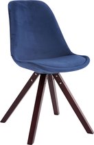 Stoel - Eetkamerstoel - Design - Fluweel - Blauw/zwart - 48x56x84 cm