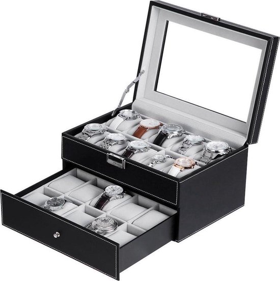 bol.com | Luxe Horlogebox 20 horloges - Horloge box Dames en Heren Horloges -...