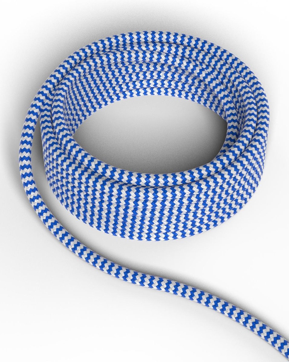 Calex textiel omwikkelde kabel 3 Meter blauw/wit