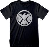 Avengers - Shield Logo T-Shirt Zwart met distressed print
