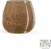 Design vaas vase Fiore - Fidrio Bronze - glas, mondgeblazen - hoogte 15 cm