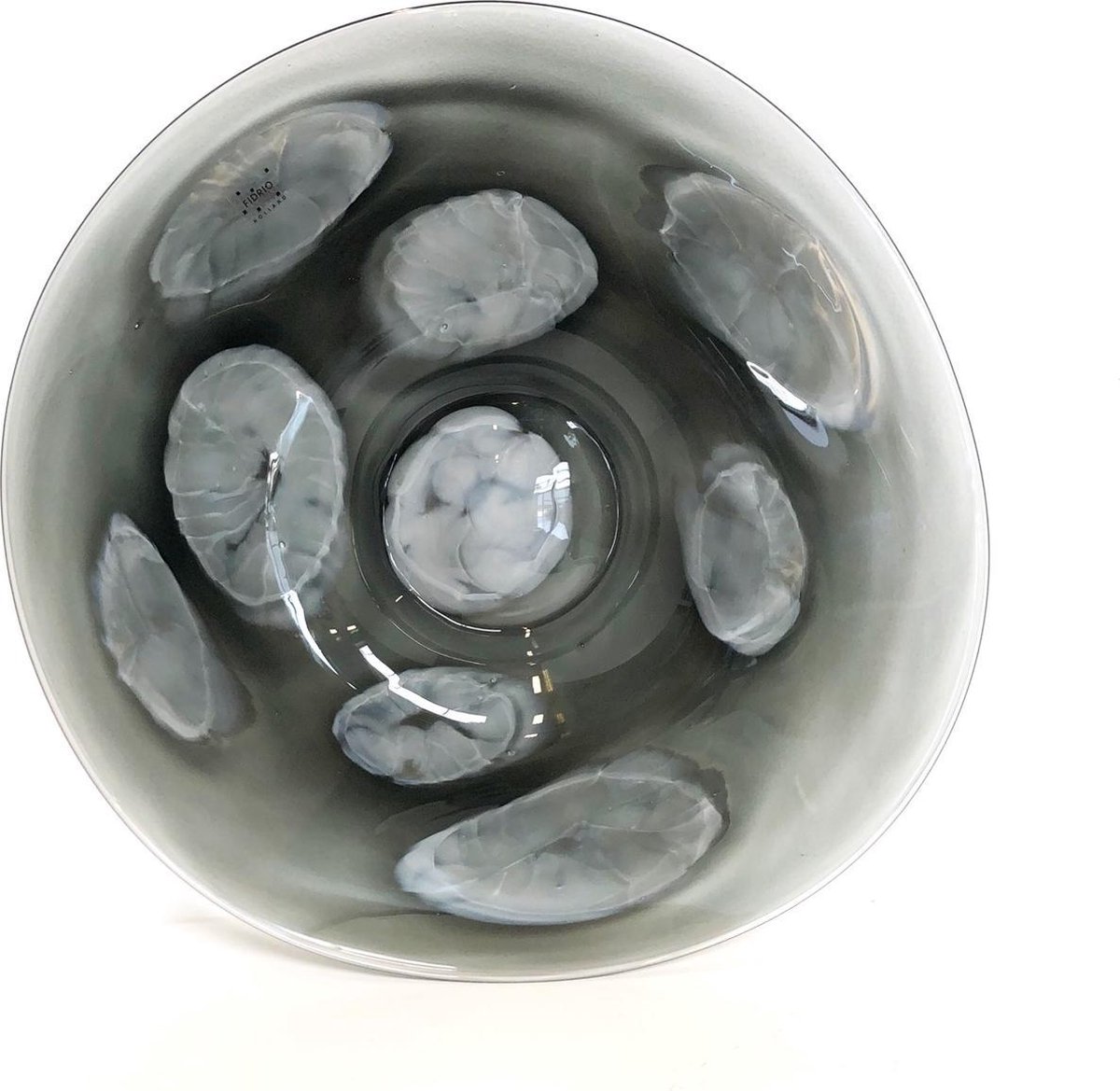 Design schaal - Plate - Fidrio Grey Cloudy - glas, mondgeblazen - diameter  45 cm | bol