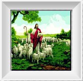 Artstudioclub®  Schilderen op nummer volwassenen jezus met een kudde schapen Zonder lijst