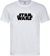 Wit T shirt met Zwart “Star Wars” logo / ronde hals / Size M