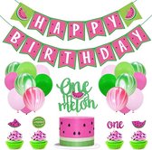 Verjaardag versiering 1 jaar roze - One in a Melon - decoratie voor eerste kinderfeest