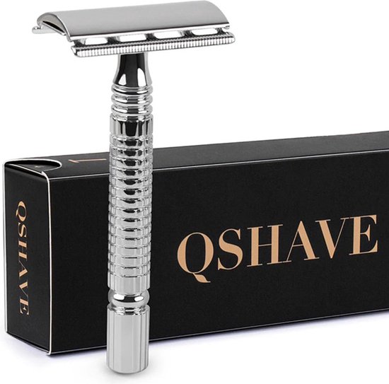 Safety razor QSHAVE + 5 titanium scheermesjes – dubbelzijdig scheermes voor mannen en vrouwen