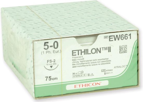 Ethicon ETHILON 5-0 FS-2 EW661 Hechtset Ook Voor Oefenen - 36 Stuks