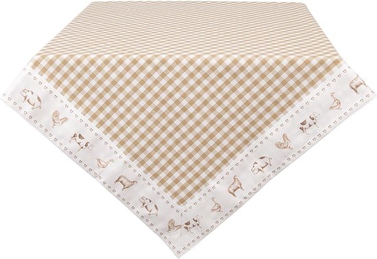 DII Herfst boerderij plaid, katoen, blauw en oranje, 72 x 14 (loper