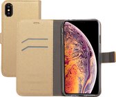 Mobiparts hoesje geschikt voor Apple iPhone XS Max - Saffiano Wallet/Portemonnee hoesje - Magneet Sluiting - 3 Opbergvakken - Goud