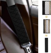 Housse de ceinture de sécurité de Luxe - Protège ceinture de sécurité auto - Coussin de ceinture de sécurité voiture - noir - 2 protecteurs de ceinture de sécurité