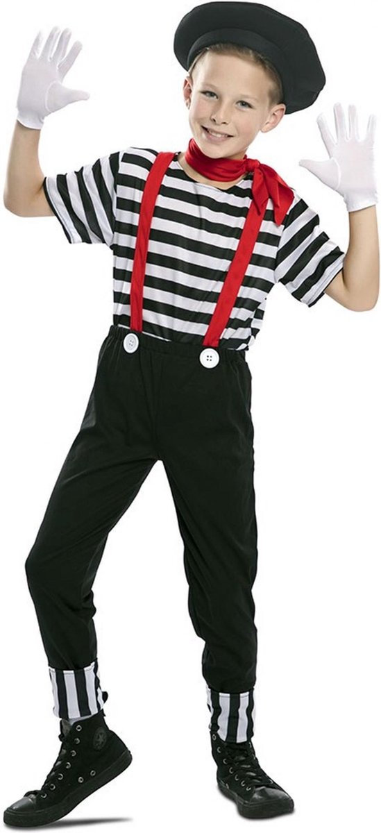 EUROCARNAVALES - Mime kostuum met baret voor jongens - 2 - 4 jaar (92/104)