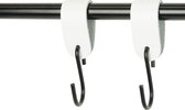 2x Leren S-haak hangers - Handles and more® | WIT - maat S (Leren S-haken - S haken - handdoekkaakje - kapstokhaak - ophanghaken)