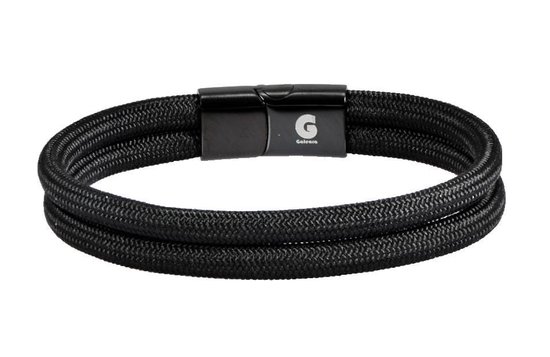 armband dubbel touw snoer 18,5cm heren dames nylon stof Galeara design NOA  zwart met... | bol.com