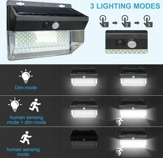 Schat Vernauwd Intensief SmarterTech 262 LED Solar Verlichting Beveiliging Bewegingssensor Tuin Pad  Lamp | bol.com